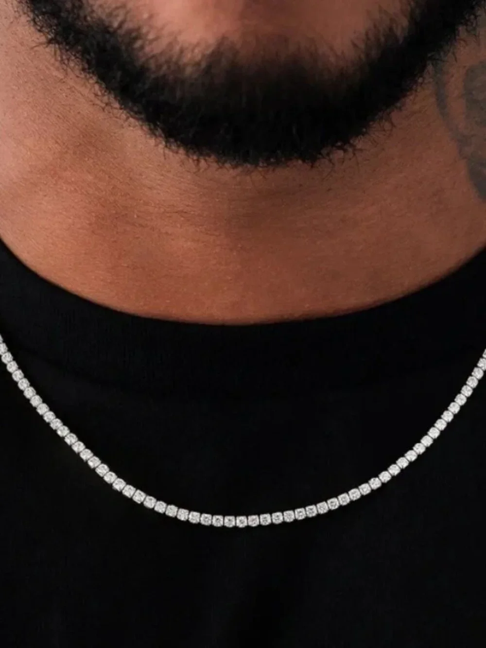 GLD Micro Tennis Necklace Chain 14k White Gold Plated 20